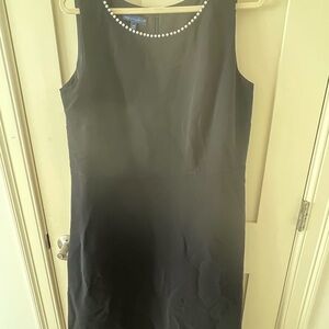 Talbots Black Midi Dress with Pearl Detail